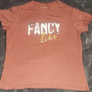 SHEIN Brown Tee with 'Fancy Like' Graphic